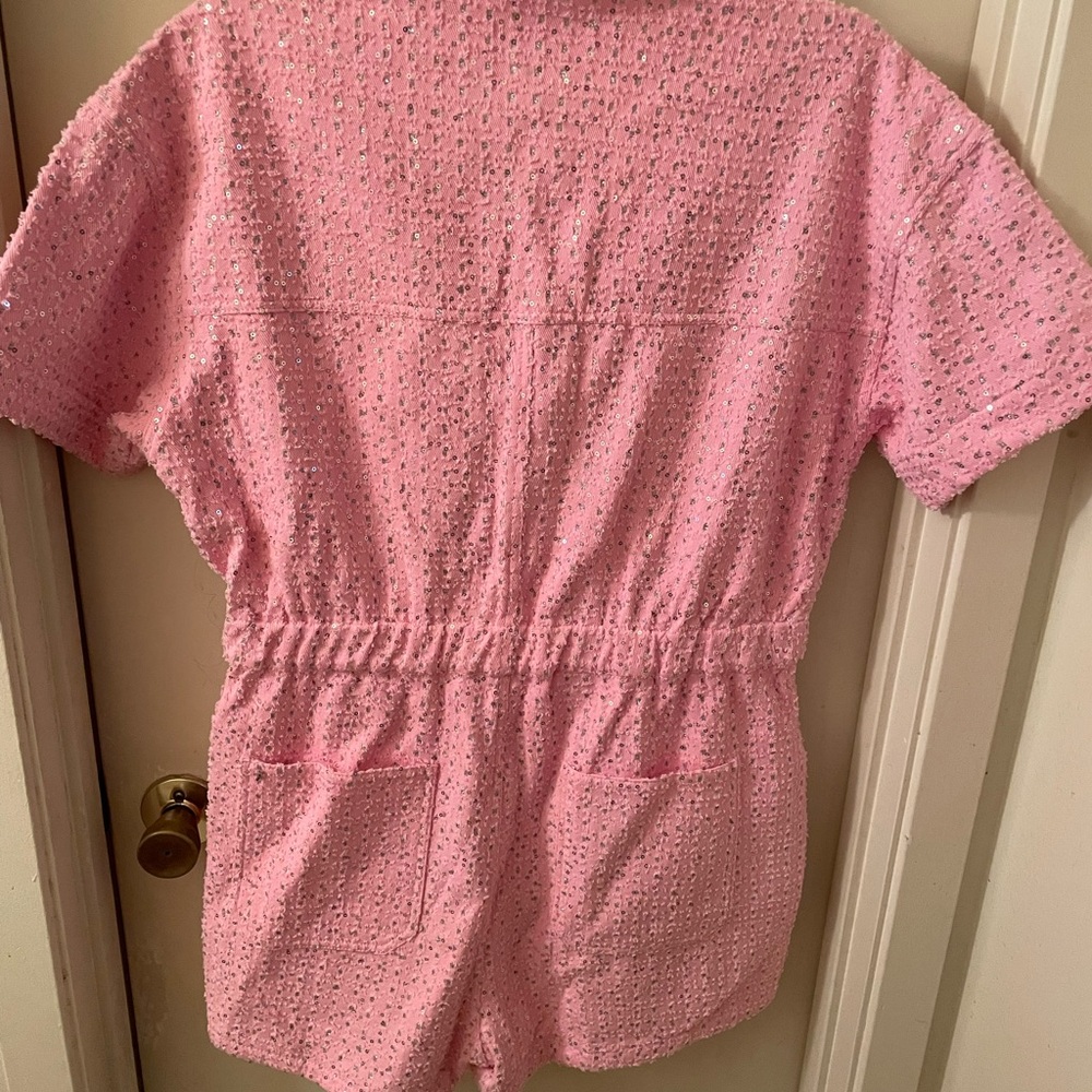 Peach Love California Glittering Pink Romper - Picture 2 of 4